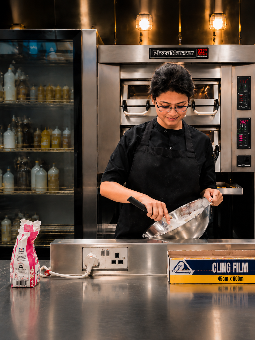 Chef Rushali preparing baked artisanal creations in professional kitchen