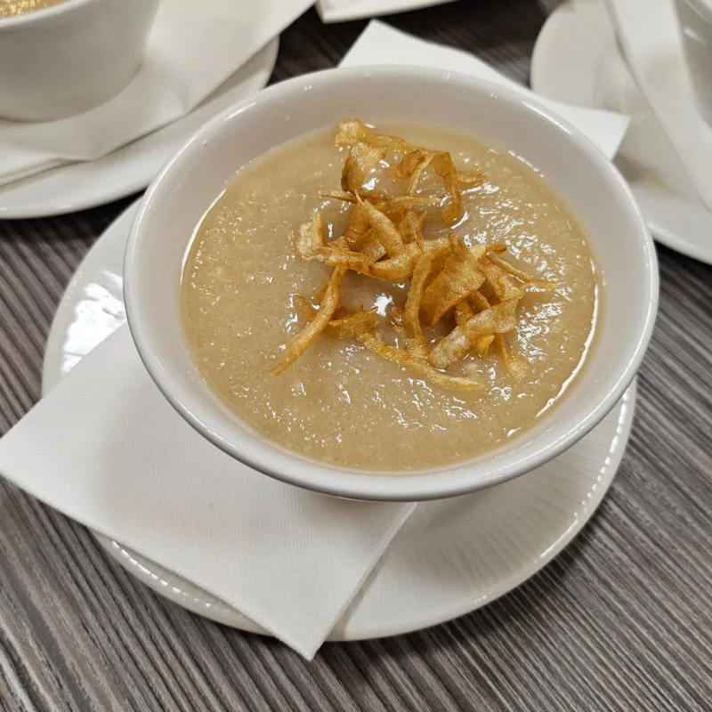 Creamy Parsnip Soup with parsnip crisp