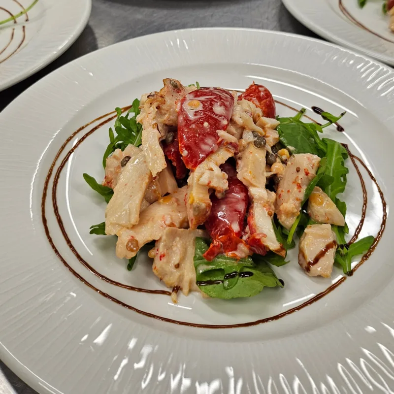 Chicken, lentil & sundried tomato salad, Balsamic dressing