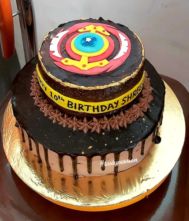 Beyblade Themed 2 Tier Cake