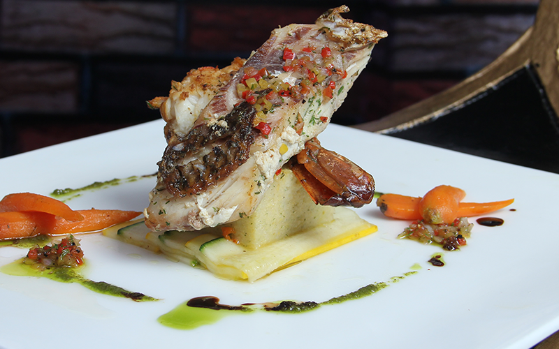 Crispy Skin Red Snapper with Beurre Blanc & Jumbo Prawns by Chef Rushali